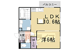 メゾン・ソネット二条新町 2階1LDKの間取り