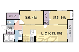 シャーメゾン　西ノ京 101 1階2LDKの間取り