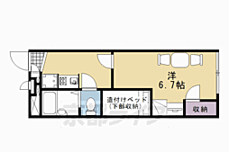 レオパレスおおやぶ2 1階1Kの間取り