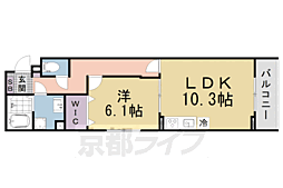 京都地下鉄東西線 椥辻駅 徒歩6分の賃貸アパート 2階1LDKの間取り