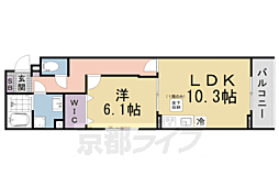 京都地下鉄東西線 椥辻駅 徒歩6分の賃貸アパート 1階1LDKの間取り