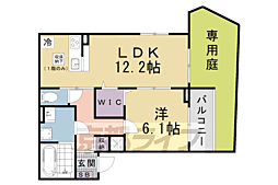 京都地下鉄東西線 椥辻駅 徒歩6分の賃貸アパート 1階1LDKの間取り
