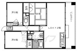 阪急京都本線 西京極駅 徒歩13分の賃貸マンション 6階3LDKの間取り