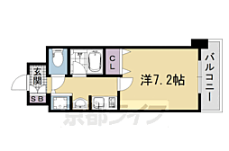 ベラジオ五条烏丸 8階1Kの間取り