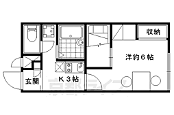 京都地下鉄東西線 山科駅 徒歩23分の賃貸アパート 2階1Kの間取り