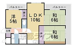 阪急京都本線 西向日駅 徒歩15分の賃貸マンション 2階3LDKの間取り