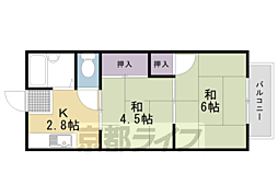 阪急京都本線 東向日駅 徒歩5分の賃貸アパート 2階2Kの間取り