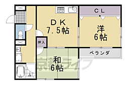 阪急京都本線 西山天王山駅 徒歩15分の賃貸マンション 4階2DKの間取り