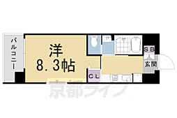 阪急京都本線 西院駅 徒歩10分の賃貸マンション 5階1Kの間取り