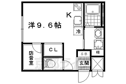 京都地下鉄東西線 山科駅 徒歩3分の賃貸アパート 1階ワンルームの間取り