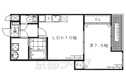 京都市営烏丸線 竹田駅 徒歩20分の賃貸マンション 3階1LDKの間取り