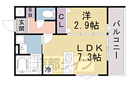 京都地下鉄東西線 椥辻駅 徒歩5分の賃貸アパート 1階1LDKの間取り