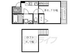 京都地下鉄東西線 東野駅 徒歩4分の賃貸アパート 2階1Kの間取り