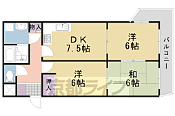 JR東海道・山陽本線 長岡京駅 徒歩5分の賃貸マンション 3階3DKの間取り
