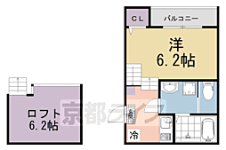 京阪本線 伏見稲荷駅 徒歩9分の賃貸アパート 1階1Kの間取り