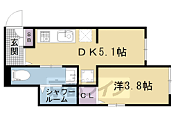 グレース京都二条 202 2階1DKの間取り