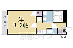 京阪本線 丹波橋駅 徒歩9分の賃貸マンション 5階1Kの間取り