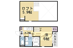京阪京津線 四宮駅 徒歩4分の賃貸アパート 2階1Kの間取り