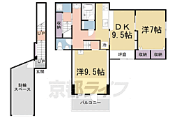 京都地下鉄東西線 東野駅 徒歩32分の賃貸一戸建て 2DKの間取り