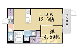 Ｓｉｄｅ西ノ京 1階1LDKの間取り