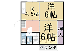 JR東海道・山陽本線 長岡京駅 徒歩7分の賃貸マンション 3階2DKの間取り