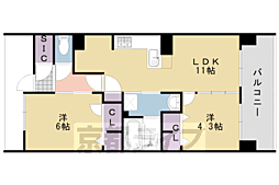 JR東海道・山陽本線 桂川駅 徒歩8分の賃貸マンション 9階2LDKの間取り