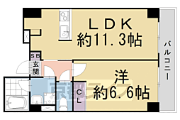 ＡＫＳ　ＮＩＳＨＩＹＡＭＡ 3階1LDKの間取り