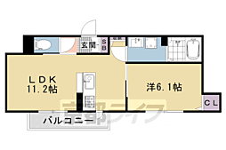 阪急嵐山線 松尾大社駅 徒歩14分の賃貸アパート 3階1LDKの間取り