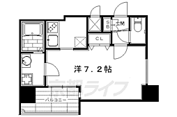 アクアプレイス京都二条城 4階ワンルームの間取り