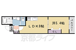 JR山陰本線 嵯峨嵐山駅 徒歩6分の賃貸マンション 1階1LDKの間取り