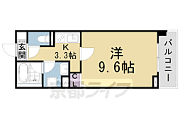 京都地下鉄東西線 東野駅 徒歩1分の賃貸マンション 3階1Kの間取り