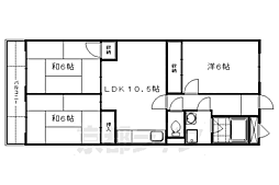 京阪本線 丹波橋駅 徒歩13分の賃貸マンション 3階3LDKの間取り
