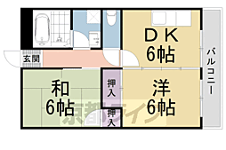 JR東海道・山陽本線 長岡京駅 徒歩10分の賃貸マンション 3階2DKの間取り