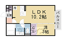 京都地下鉄東西線 東野駅 徒歩15分の賃貸アパート 2階1LDKの間取り