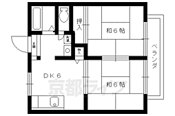 JR東海道・山陽本線 長岡京駅 3.6kmの賃貸アパート 1階2DKの間取り