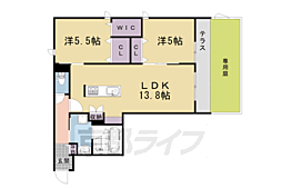 JR山陰本線 太秦駅 徒歩10分の賃貸マンション 1階2LDKの間取り