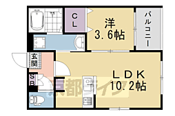 JR山陰本線 太秦駅 徒歩6分の賃貸アパート 1階1LDKの間取り