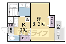 京都地下鉄東西線 椥辻駅 徒歩9分の賃貸アパート 3階1Kの間取り