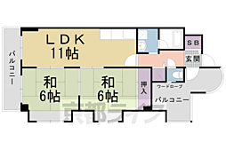 ベルべデール向日町 6階2LDKの間取り