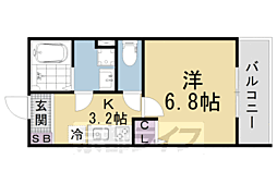 京都地下鉄東西線 椥辻駅 徒歩6分の賃貸アパート 1階1Kの間取り