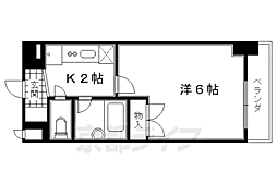 京都市営烏丸線 くいな橋駅 徒歩8分の賃貸マンション 2階1Kの間取り