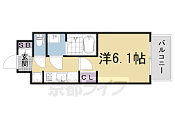 アドバンス京都エーデル 1階1Kの間取り