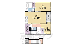 JR奈良線 桃山駅 徒歩8分の賃貸アパート 2階2SLDKの間取り