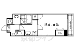 京阪京津線 追分駅 徒歩11分の賃貸マンション 3階1Kの間取り