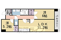 京都地下鉄東西線 東野駅 徒歩5分の賃貸マンション 7階2LDKの間取り
