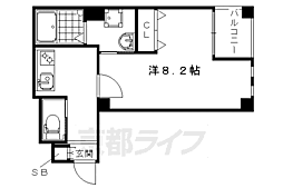 阪急京都本線 西院駅 徒歩6分の賃貸マンション 4階1Kの間取り
