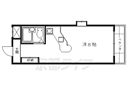 京都市営烏丸線 竹田駅 徒歩7分の賃貸マンション 2階1Kの間取り