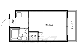 京阪本線 藤森駅 徒歩4分の賃貸マンション 3階1Kの間取り