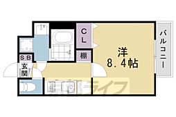 プレサンス京都洛南 2階1Kの間取り