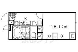 レオパレスメゾンエトワール桂南 1Kの間取図画像